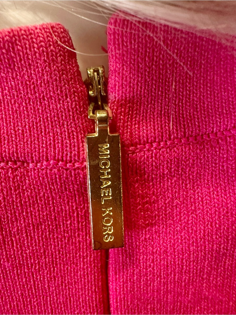 Michael Kors Hot Pink Sleeveless Fit-and-Flare Dress with Chain Neckline - Picture 8 of 11